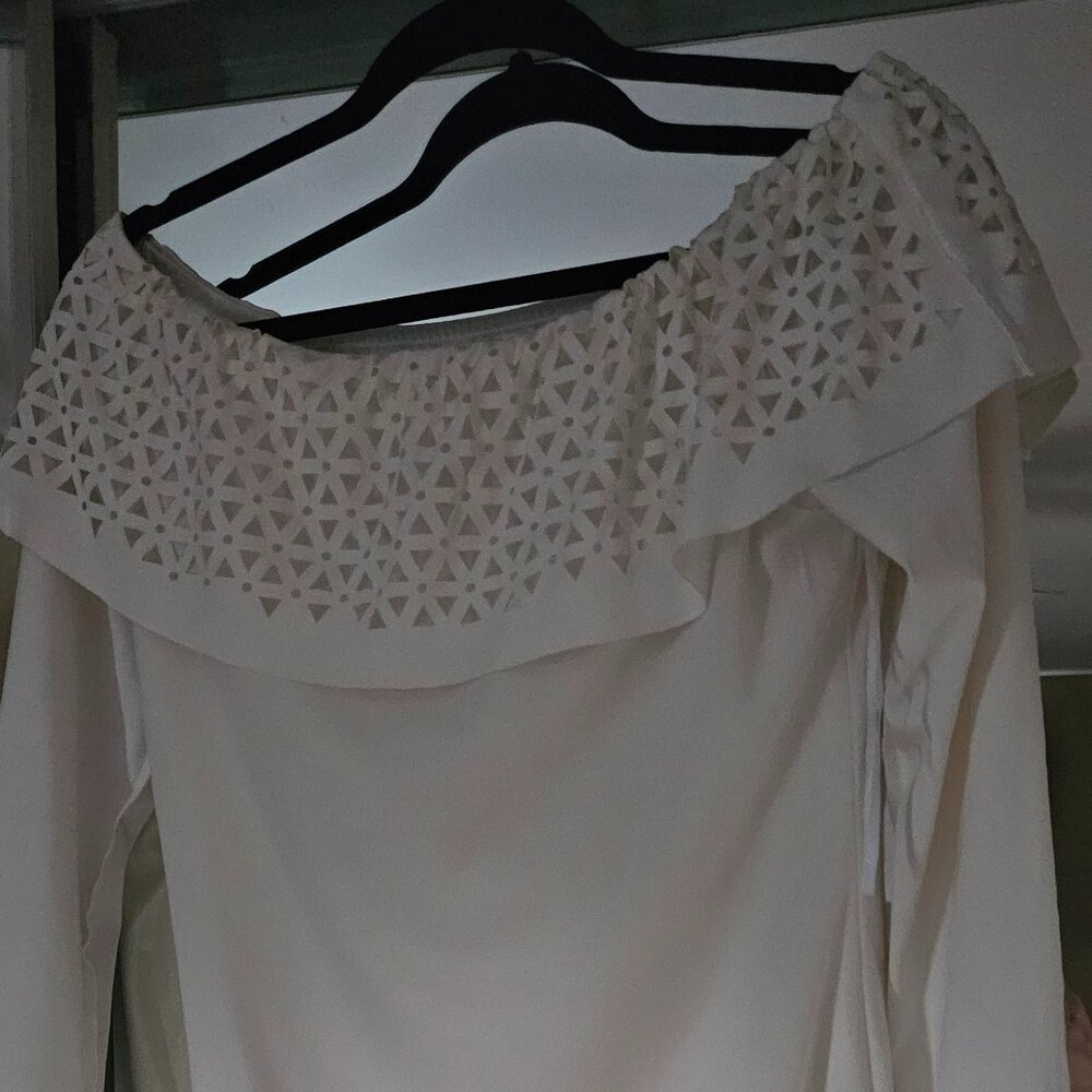 White lined fitted cutout dress